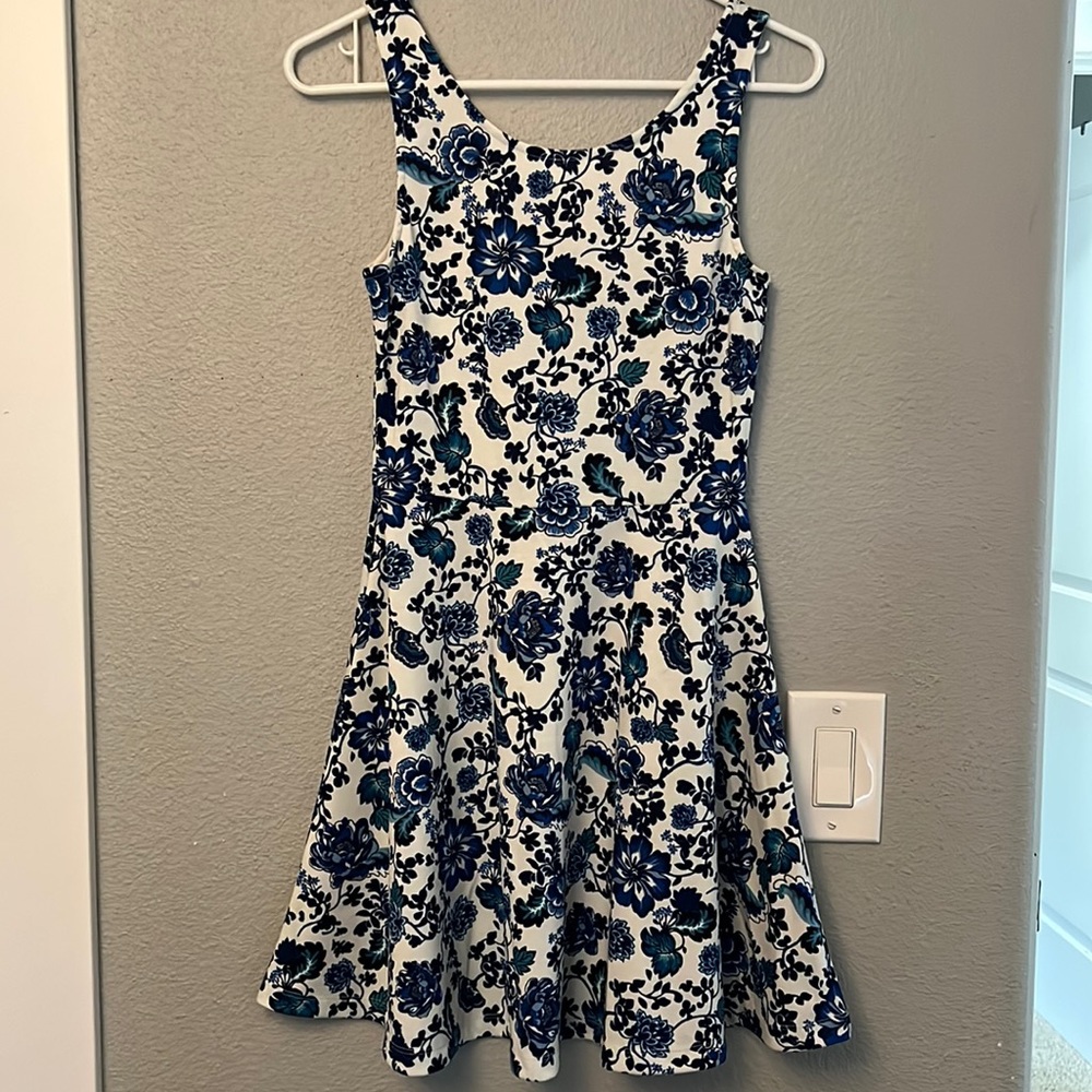 Blue and white floral dress